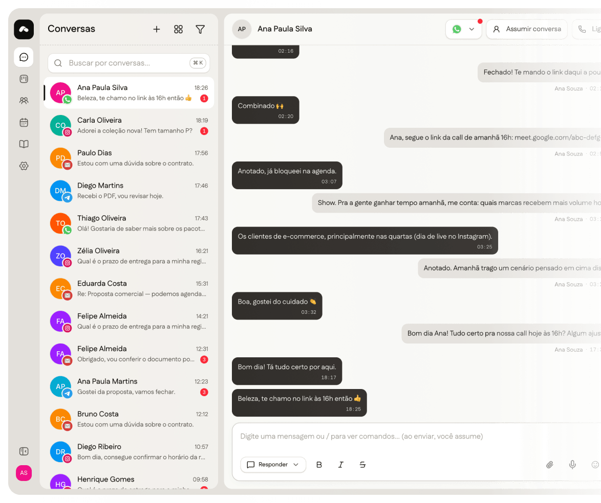 WhatsApp, Instagram, Telegram e e-mail viram uma fila só.